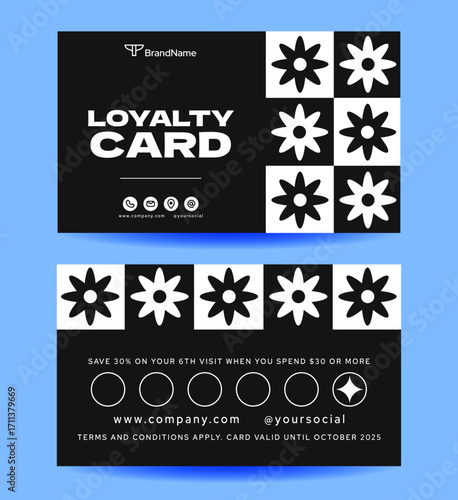 Loyalty Card for a business with a floral design
