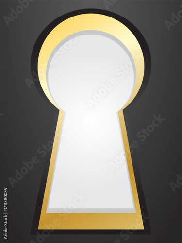 Premium gold keyhole on black background