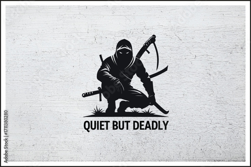 Deadly Precision Silhouette,
Ninja in the Shadows,
Silent but Lethal,
Dark Stealth Warrior