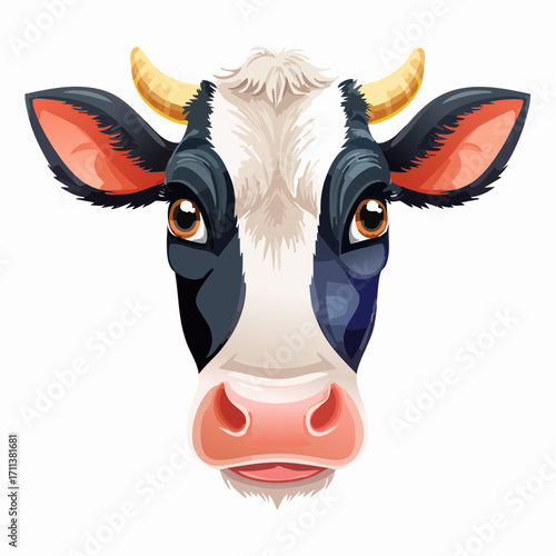 Adorable cow face illustration for farm and animal themed designs