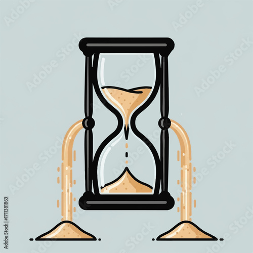An hourglass with flowing sand, symbolizing the passage of time.