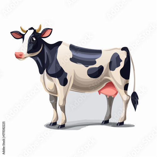 Dairy cow illustration with black spots for farm fresh advertising