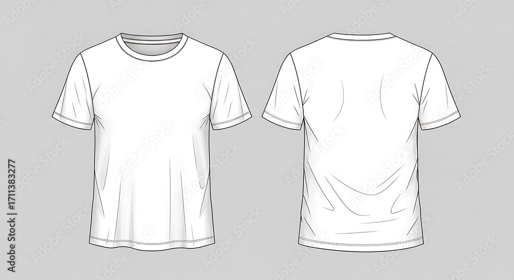 Naklejka premium Blank White T-Shirt Design Template.