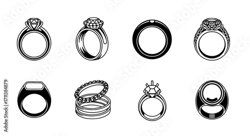 Elegant Ring Collection A Set of Ornate Jewelry Designs