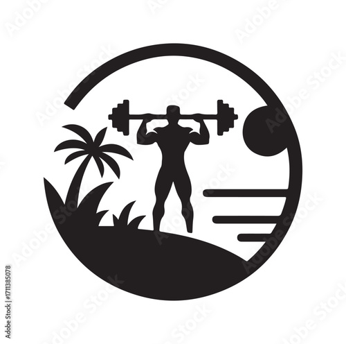 Gym logo and vector silhouette 