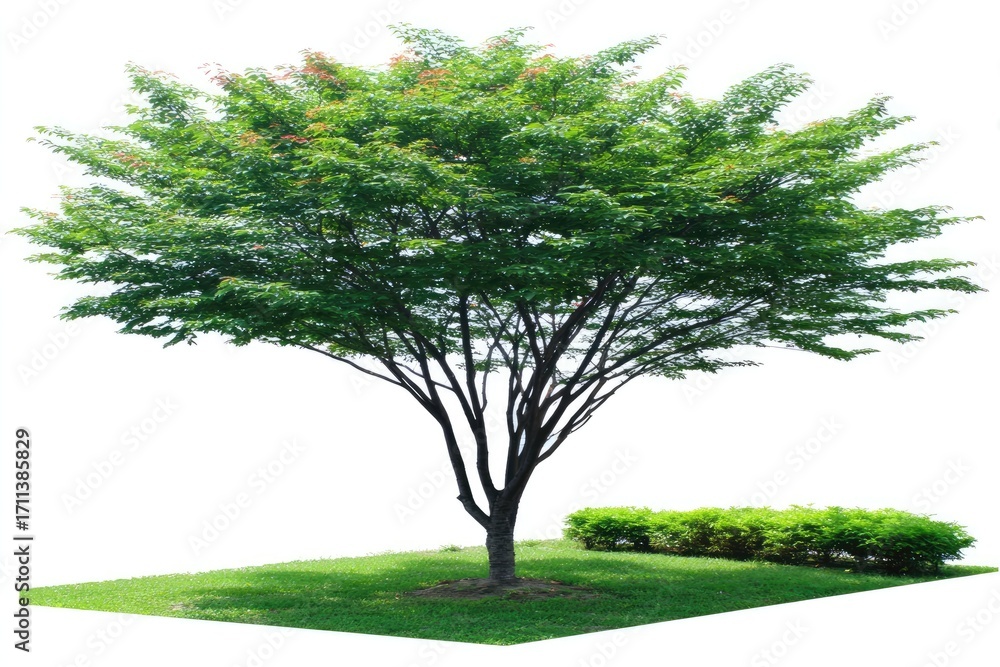 Fototapeta premium Full green tree on grassy patch