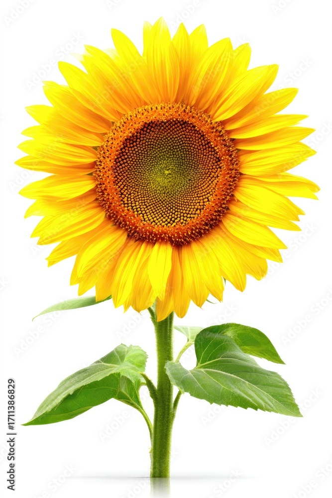 Obraz premium Bright sunflower against white