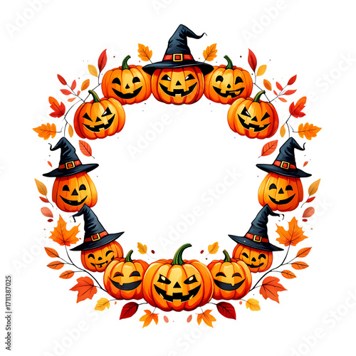 Halloween Jack-O'-Lantern Wreath