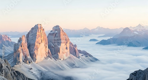 Majestic Alpine Peaks at Sunrise.