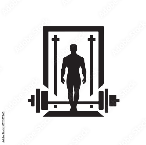 Gym logo and vector silhouette 