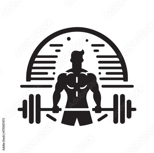 Gym logo and vector silhouette 