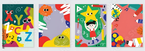 Playful educational backgrounds for children's learning activities, perfect as vibrant school templates or engaging fun concepts