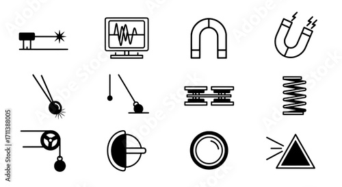 Scientific Instruments and Physics Experiments Icon Collection