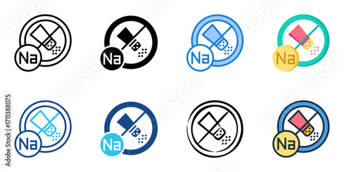 Low Sodium Lifestyle icon set multiple style collection 
