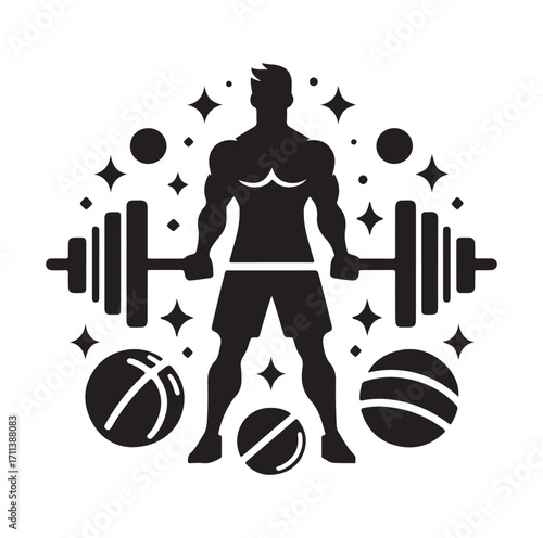 Gym logo and vector silhouette 