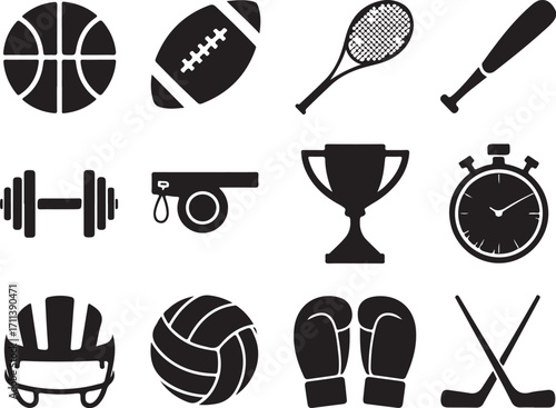 Dynamic sports icons for fitness and victory