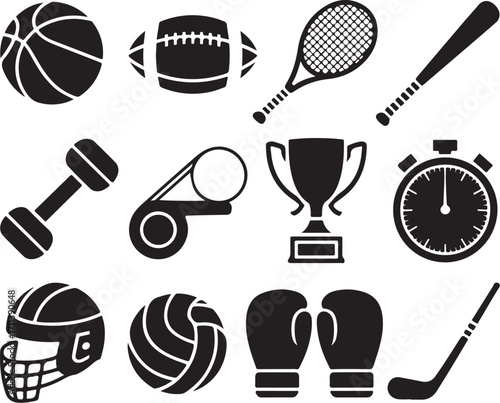 Sports icons collection for active lifestyle and competition