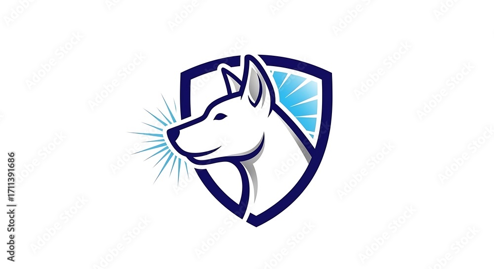 Obraz premium Focused White Dog Logo Design.