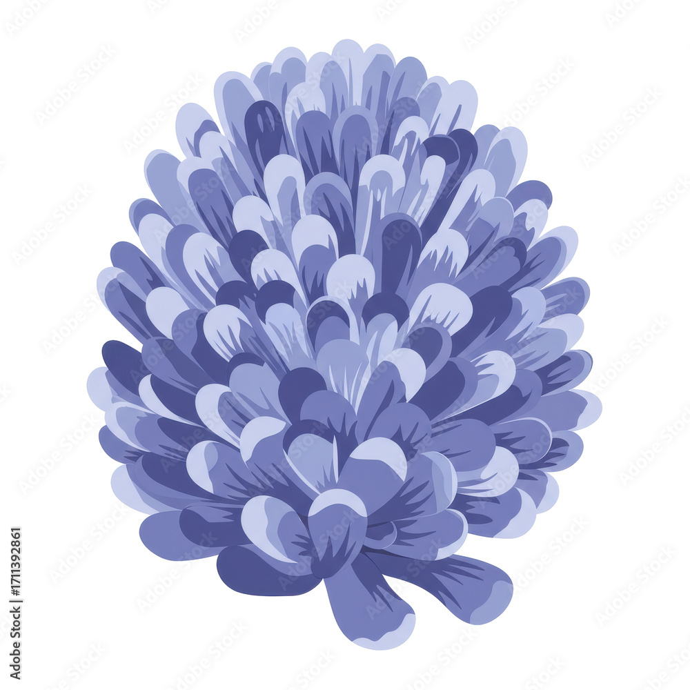 Obraz premium Stylized blue flower with layered petals and unique color variations isolated on white background