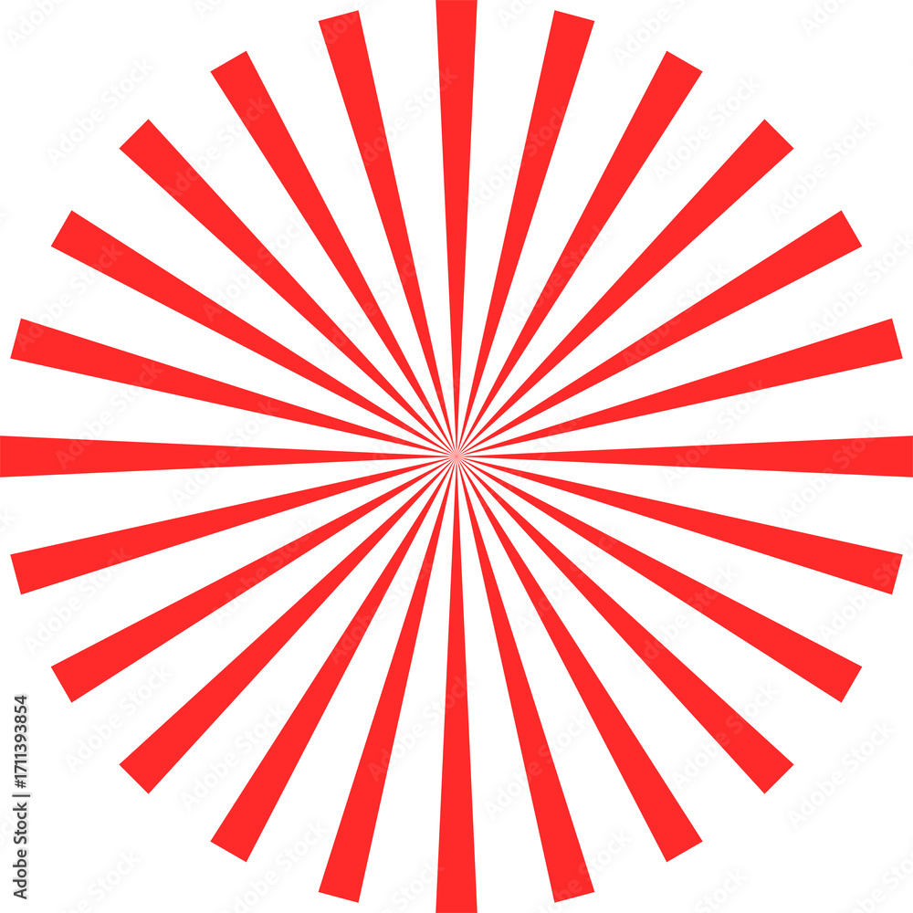 Fototapeta premium Bright Red Sunburst Pattern on White Background radial