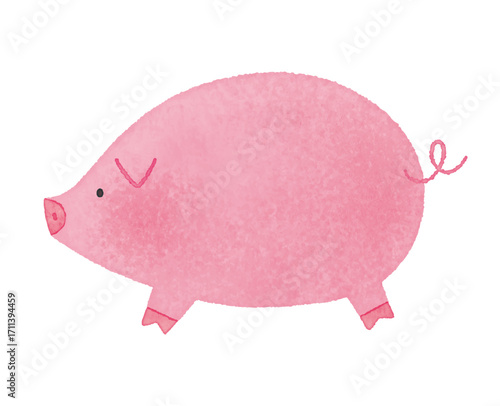 かわいいピンクのブタのイラスト｜Cute Pink Pig Illustration