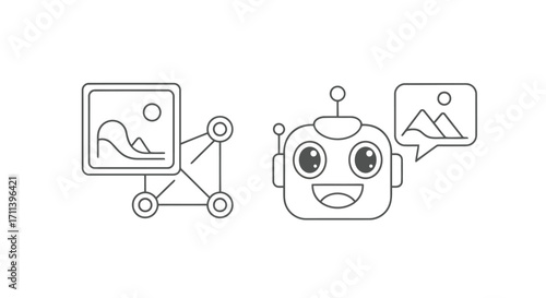 Vector illustration of aipowered image management a robots guide to understanding and organizing visual content