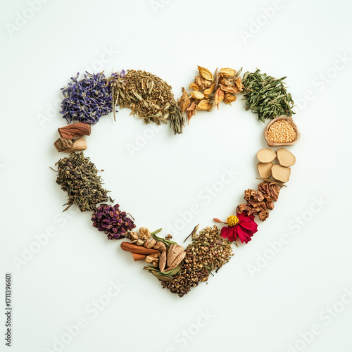 A heart shaped of herbs