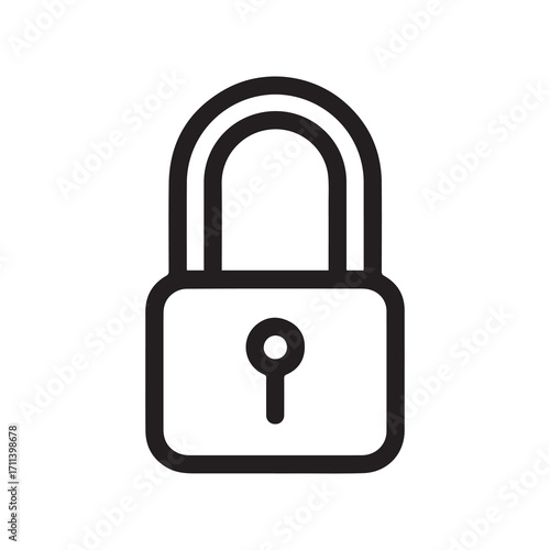 Simple Black Padlock Security Icon on White Background
