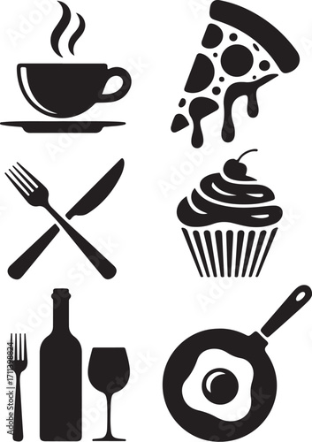 Food and drink icons for menus, recipes, and cafes
