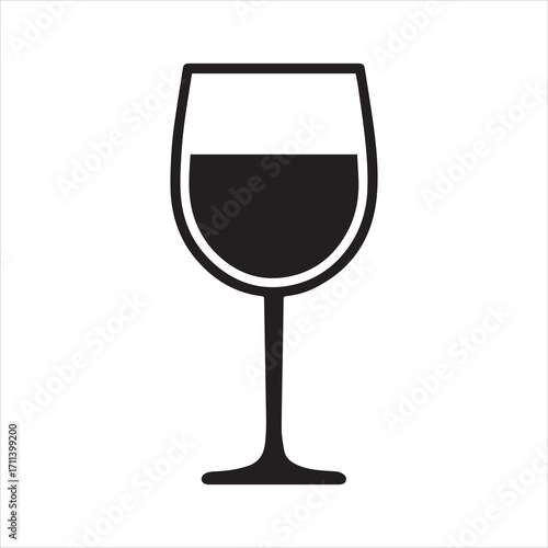 Wine glass with wine for tasting flat vector icon for apps and websites