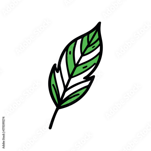 Simple Green Leaf Icon Isolated Design