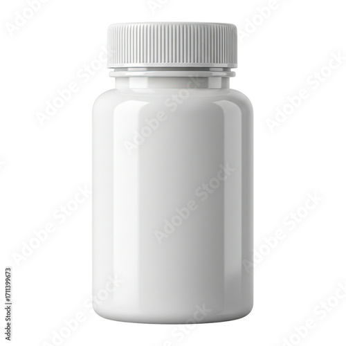 White pill bottle for supplement packaging mockup