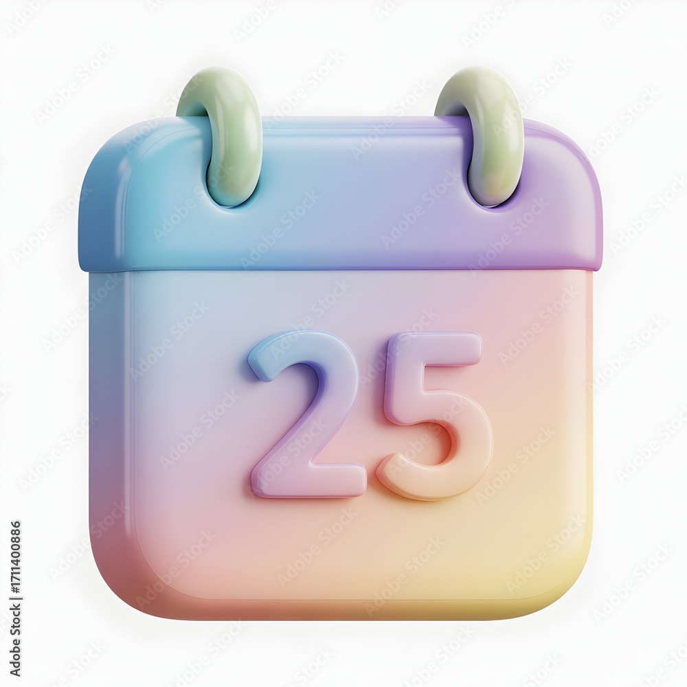 Cute rainbow calendar icon showing the 25th day
