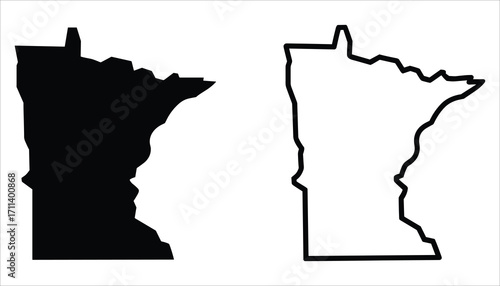 Minnesota State Map Vector Silhouette and Outline