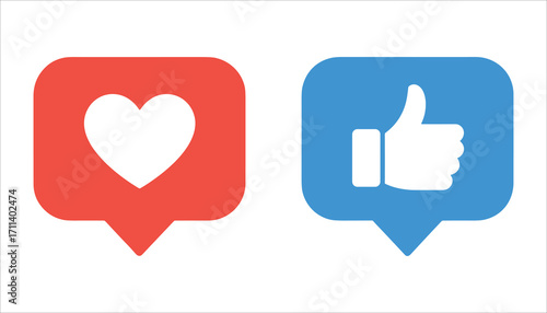 Social Media Like and Heart Icons Vector