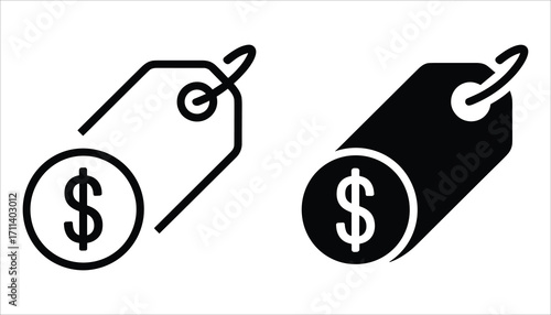 Price Tag Icon with Dollar Sign Vector Illustration