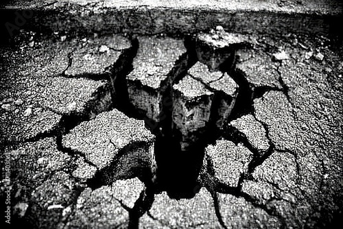 Cracked earth, a large fissure in the ground