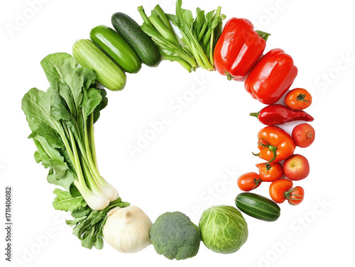 vegetable circle frame, isolated on white background, png