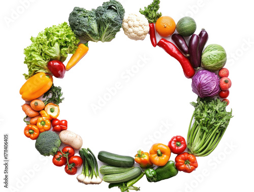 vegetable circle frame, isolated on white background,  png