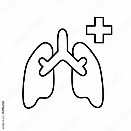 Vector illustration icon symbol of lungs, for health and medical themes, alternative medicine 
