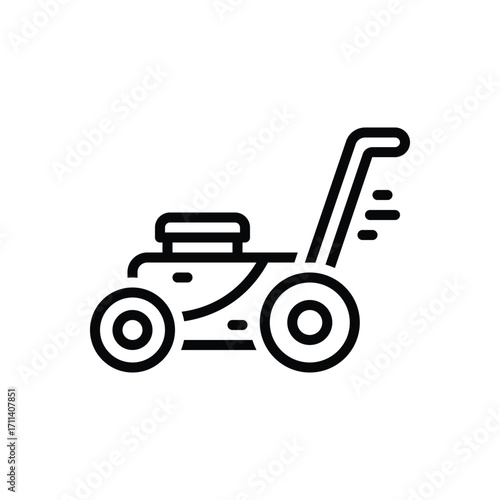 Black line icon for lawn mower