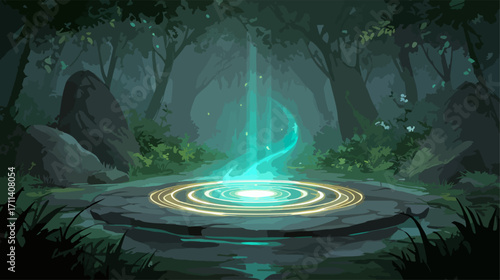 Mysterious forest portal with magical energy