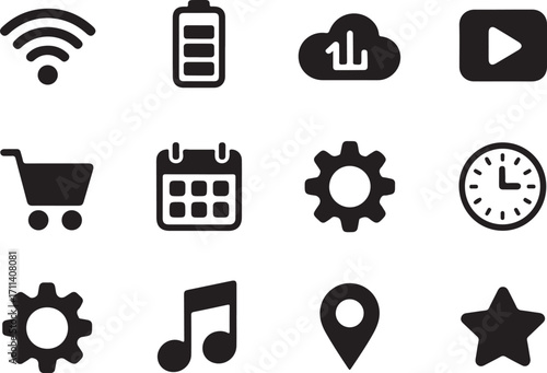 Essential app icons for modern digital interfaces