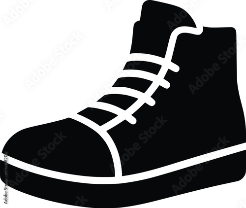 High-Top Sneaker Silhouette Icon – Vector Basketball Shoe Symbol for Sports and Streetwear Design