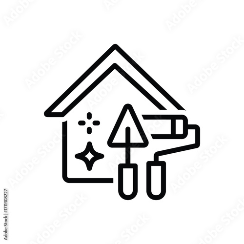 Black line icon for remodeling