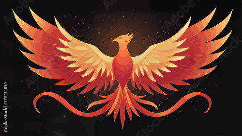 Mythical phoenix with spread wings