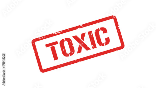 Toxic Grunge Stamp Vector – Distressed Red Rubber Text Label.