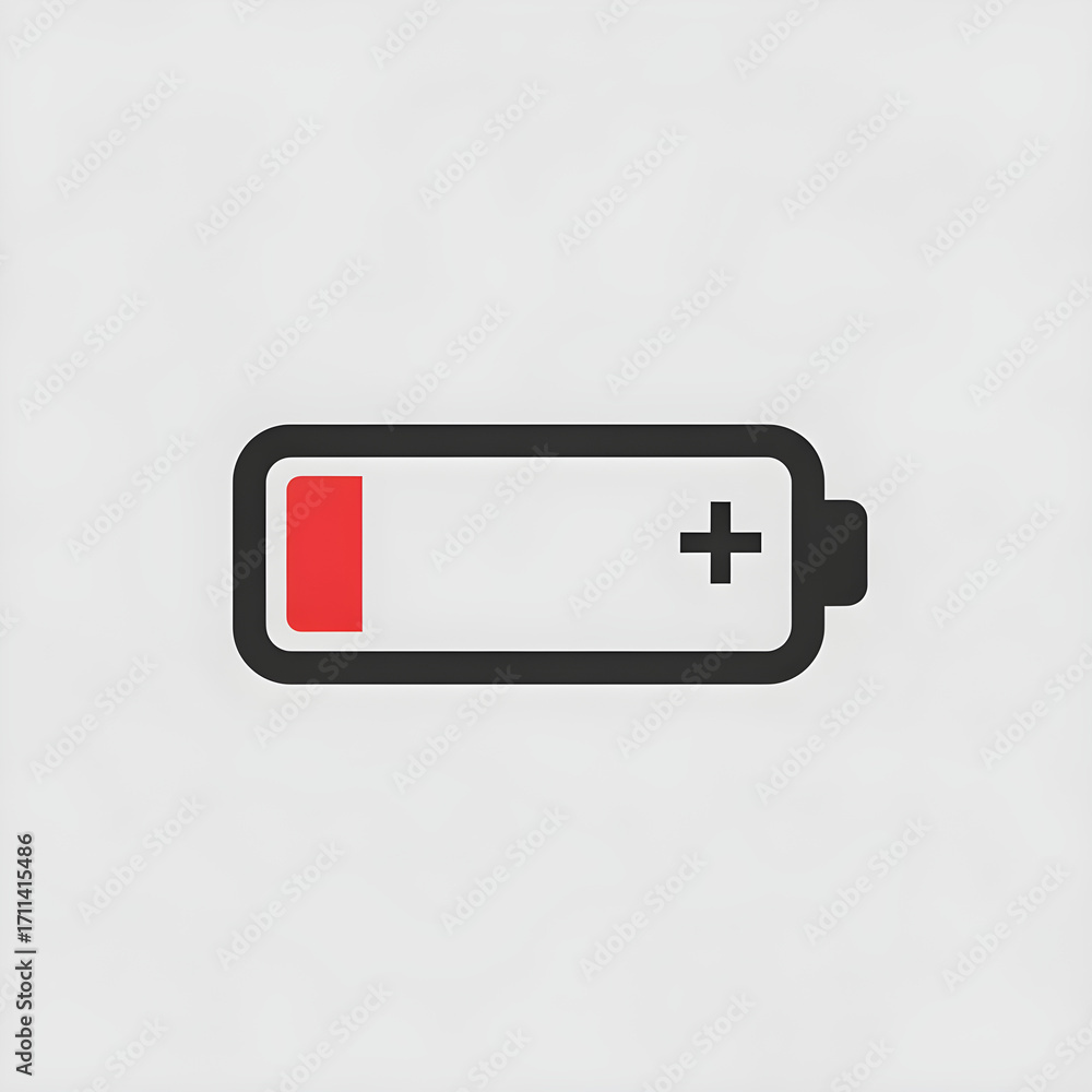 Fototapeta premium Low Battery Icon A Visual Representation of Power Depletion for Digital Devices and Equipment