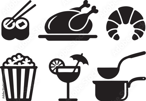 Delicious food icons for menus, apps, and websites