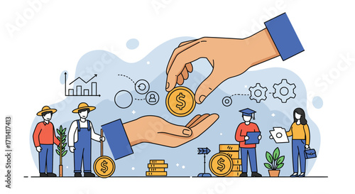 Investment illustration depicts support for diverse sectors and education